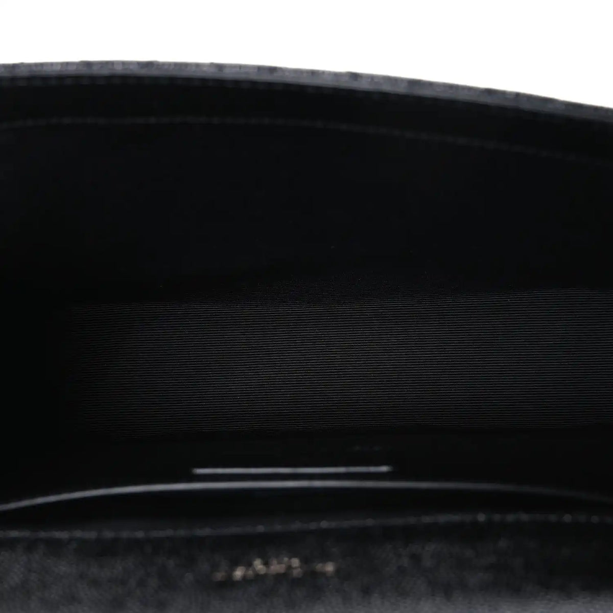 Saint Laurent black satchel interior pocket with smooth lining and stitched edges