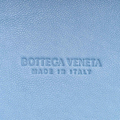Blue leather Bottega Veneta made in Italy stamp on woven mini cabat tote