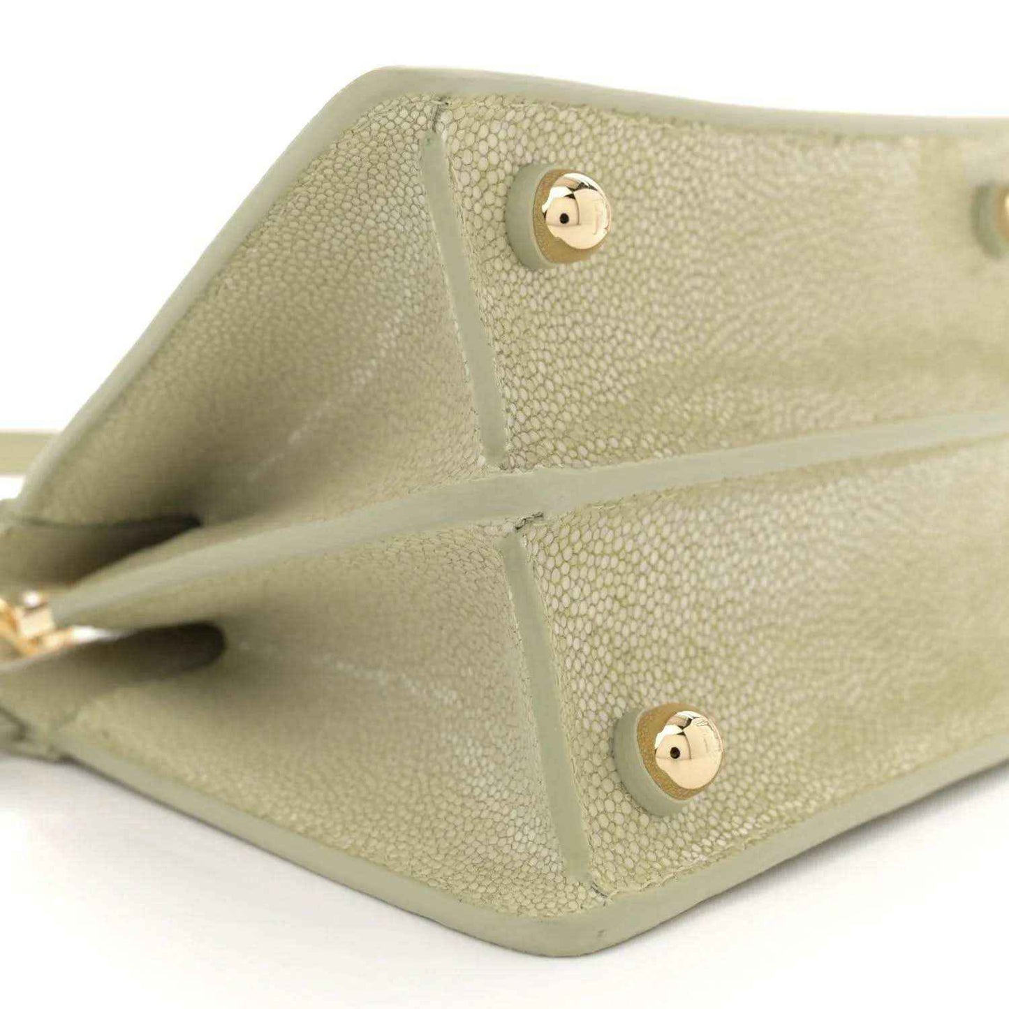Fendi light green leather satchel interior with two snap-button closures