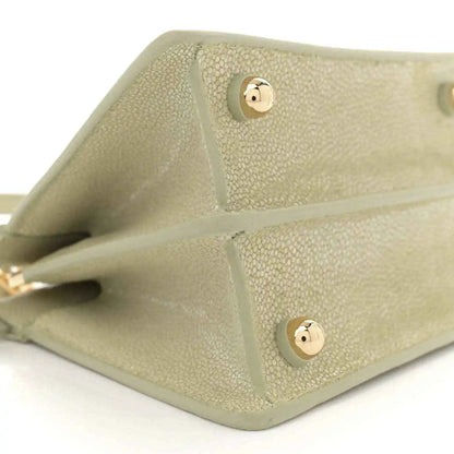Fendi light green leather satchel interior with two snap-button closures