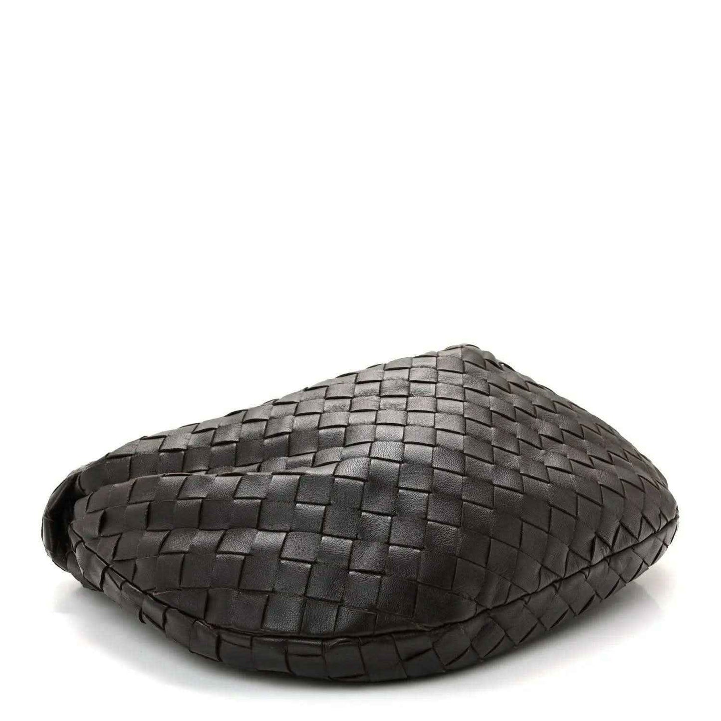 Teen Jodie hobo bag in woven nappa leather, dark gray, rounded body