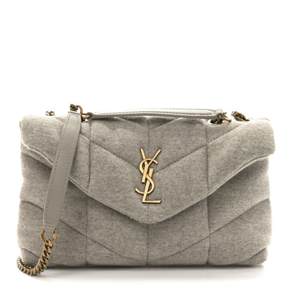 Saint Laurent quilted satchel with YSL monogram, chain strap, light beige body