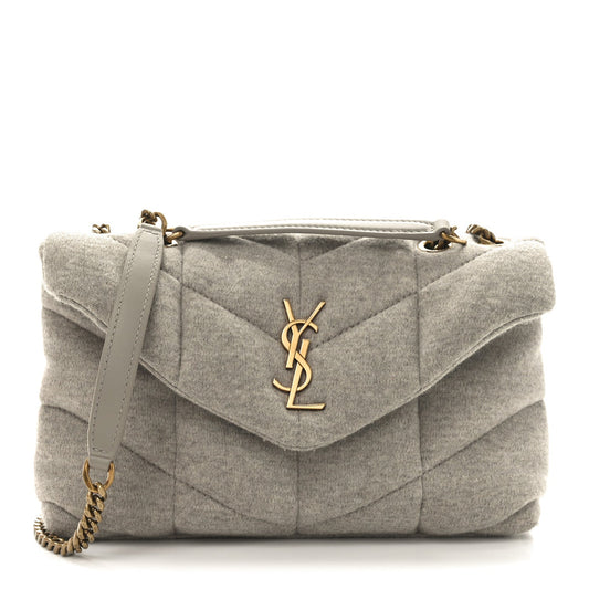 Saint Laurent quilted satchel with YSL monogram, chain strap, light beige body