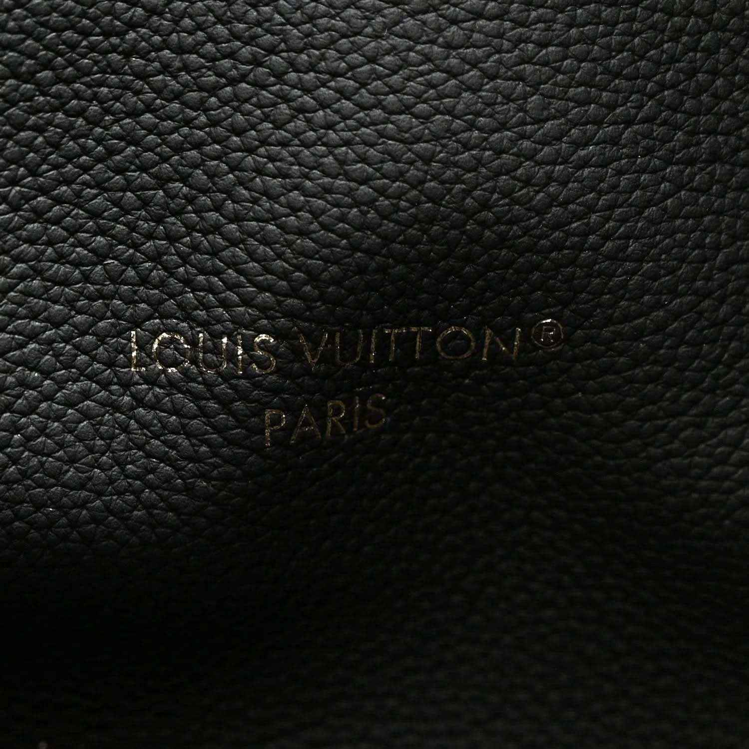 Louis Vuitton embossed logo on black leather lining