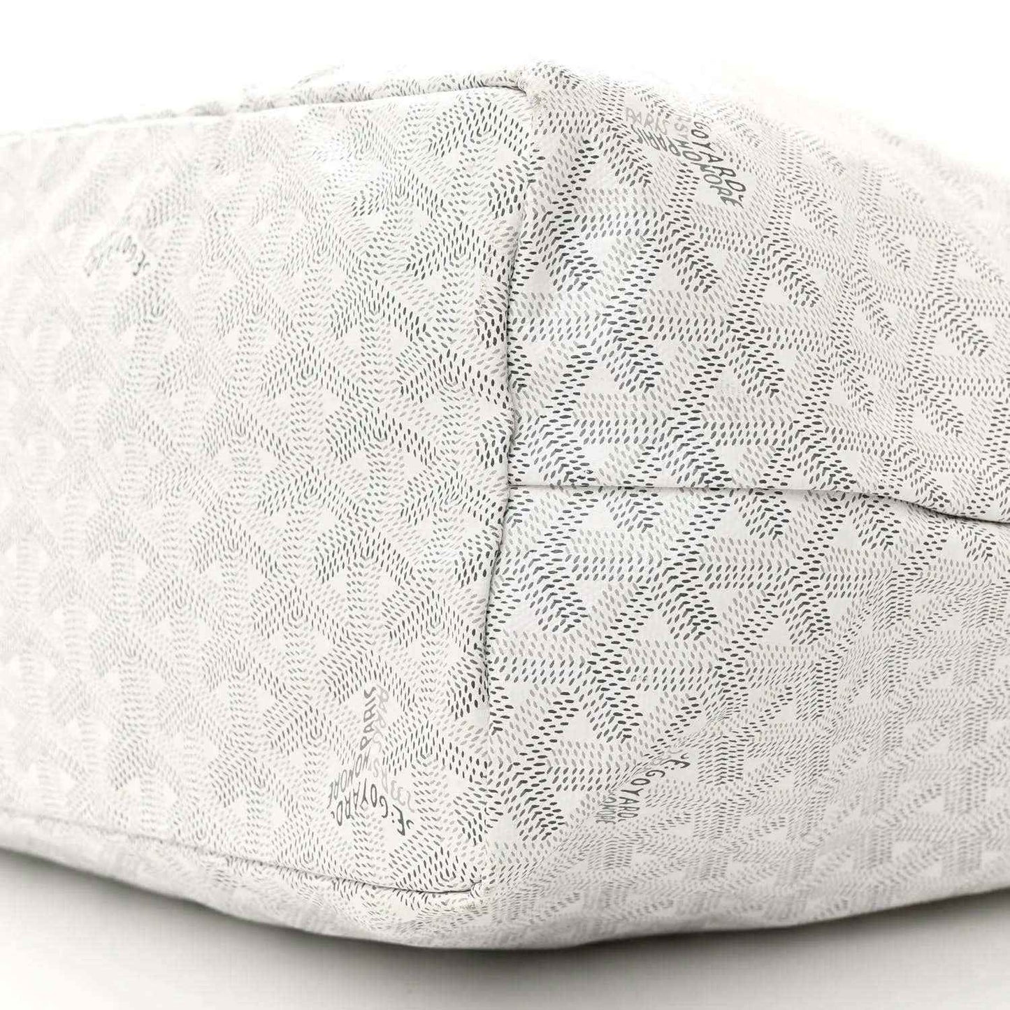 Goyard Saint Louis PM tote bag, white canvas monogram pattern with stitched seams