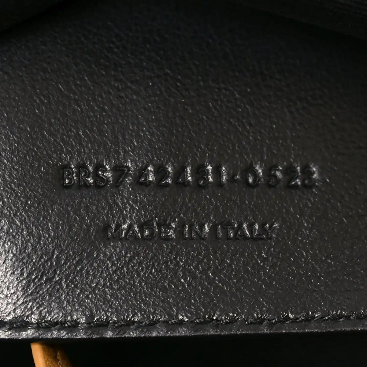 MADE IN ITALY leather stamp on interior lining