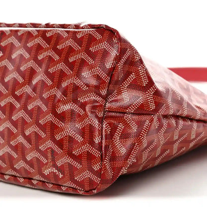 Red Goyardine hobo bag with Goyardine pattern, rounded top and stitched seams