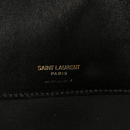 Black leather shoulder bag with 'SAINT LAURENT PARIS' emboss