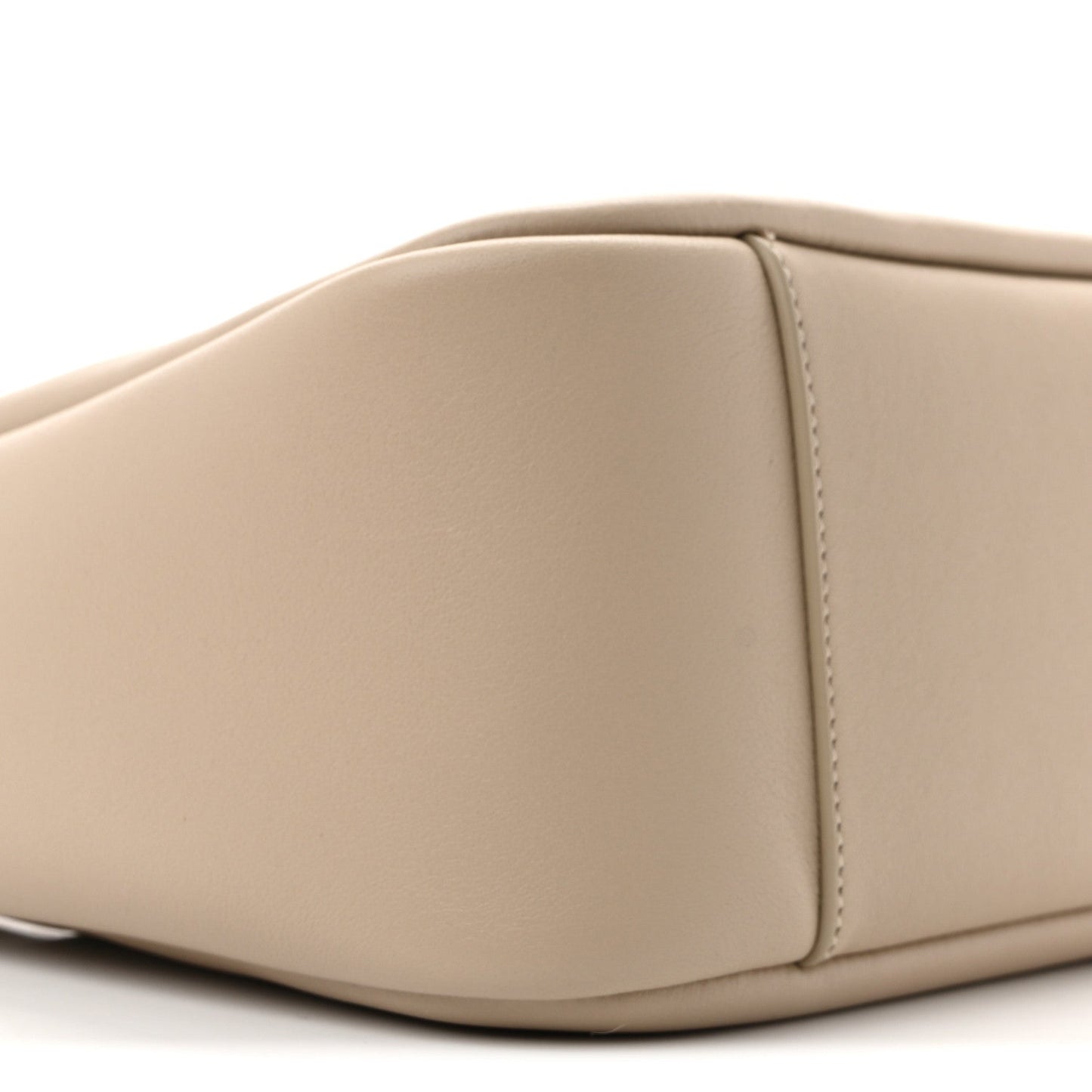 Small hobo bag, sea-salt beige, curved side panel and contrast stitching