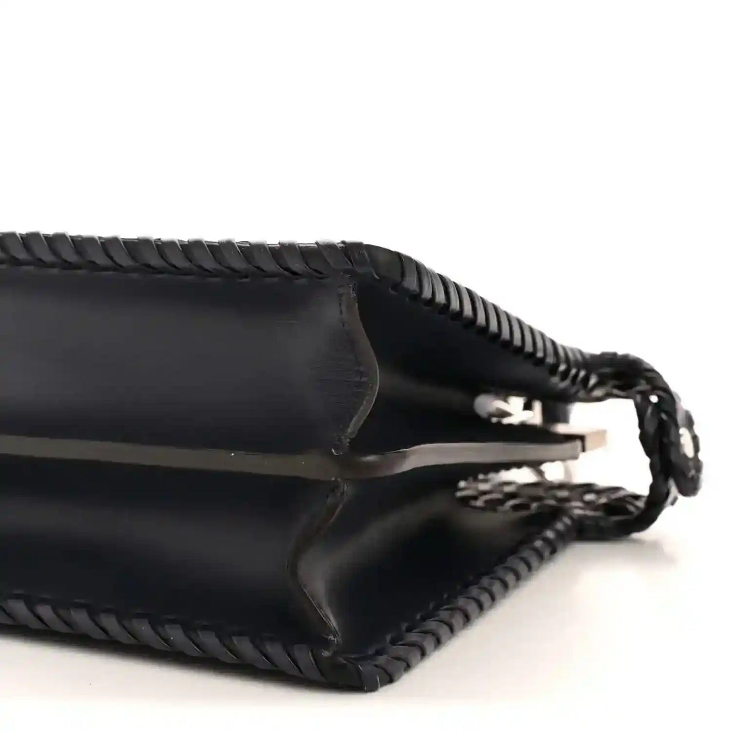 Midnight blue nappa satchel with braided strap and front panel detail