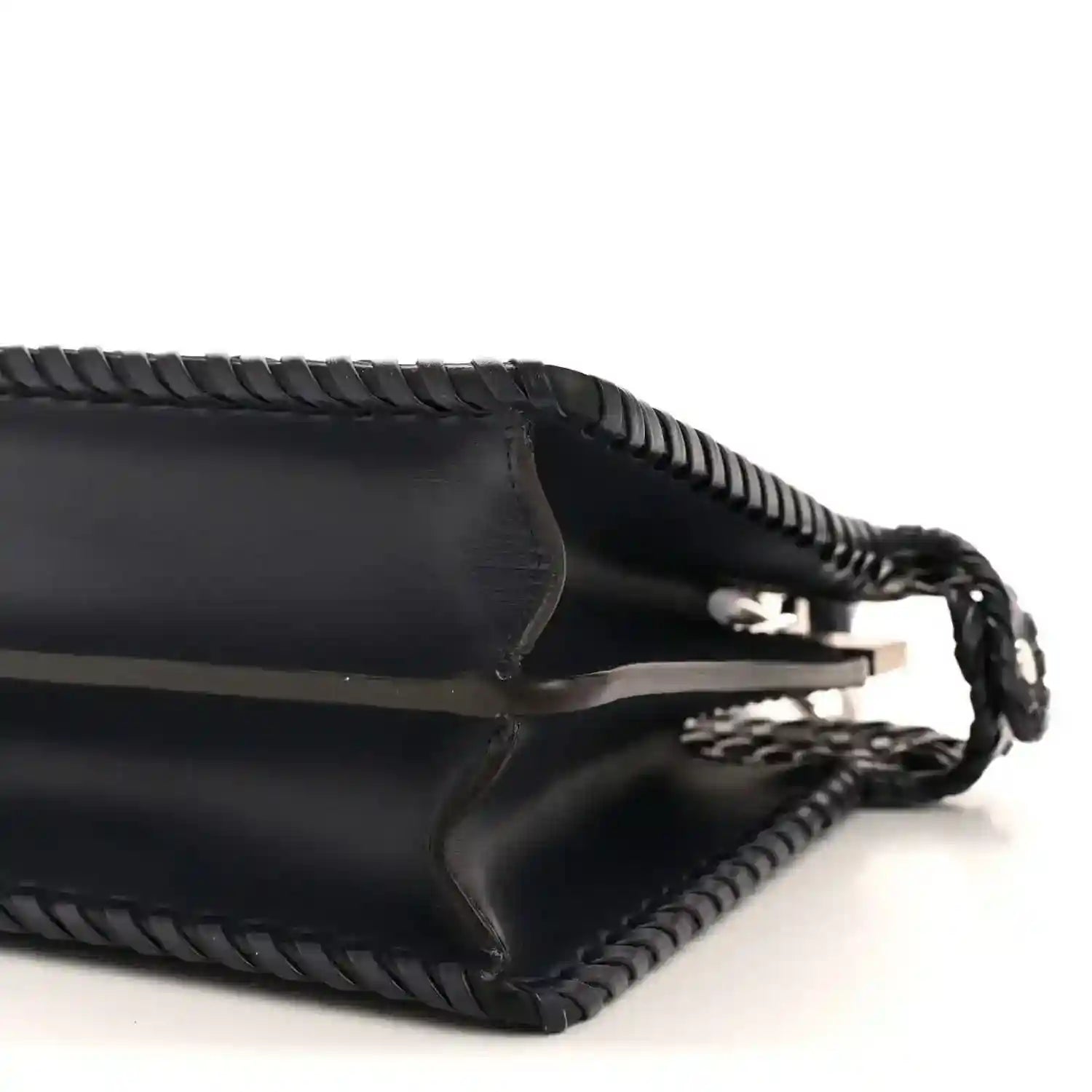 Midnight blue nappa satchel with braided strap and front panel detail