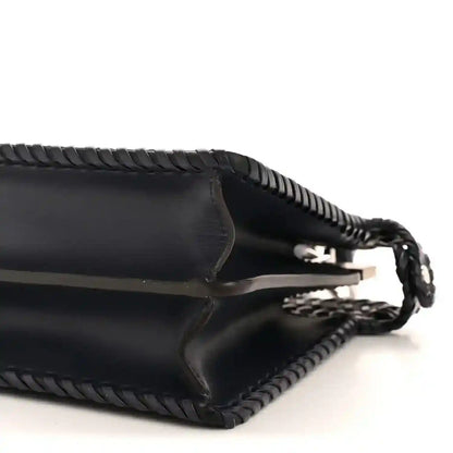 Midnight blue nappa satchel with braided strap and front panel detail