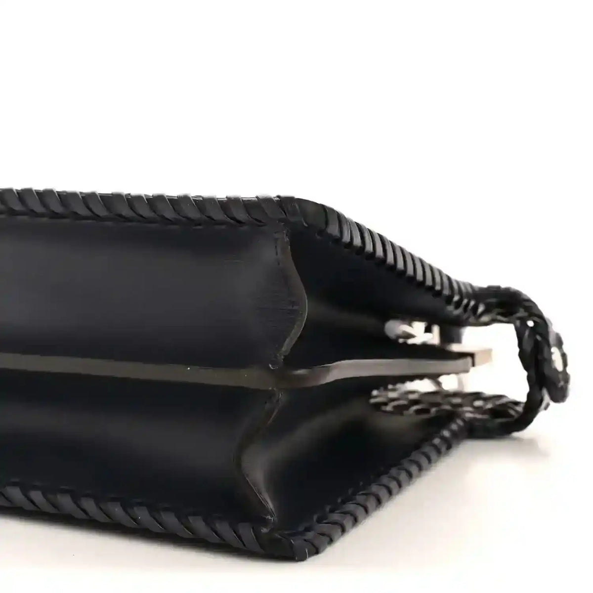 Midnight blue nappa satchel with braided strap and front panel detail