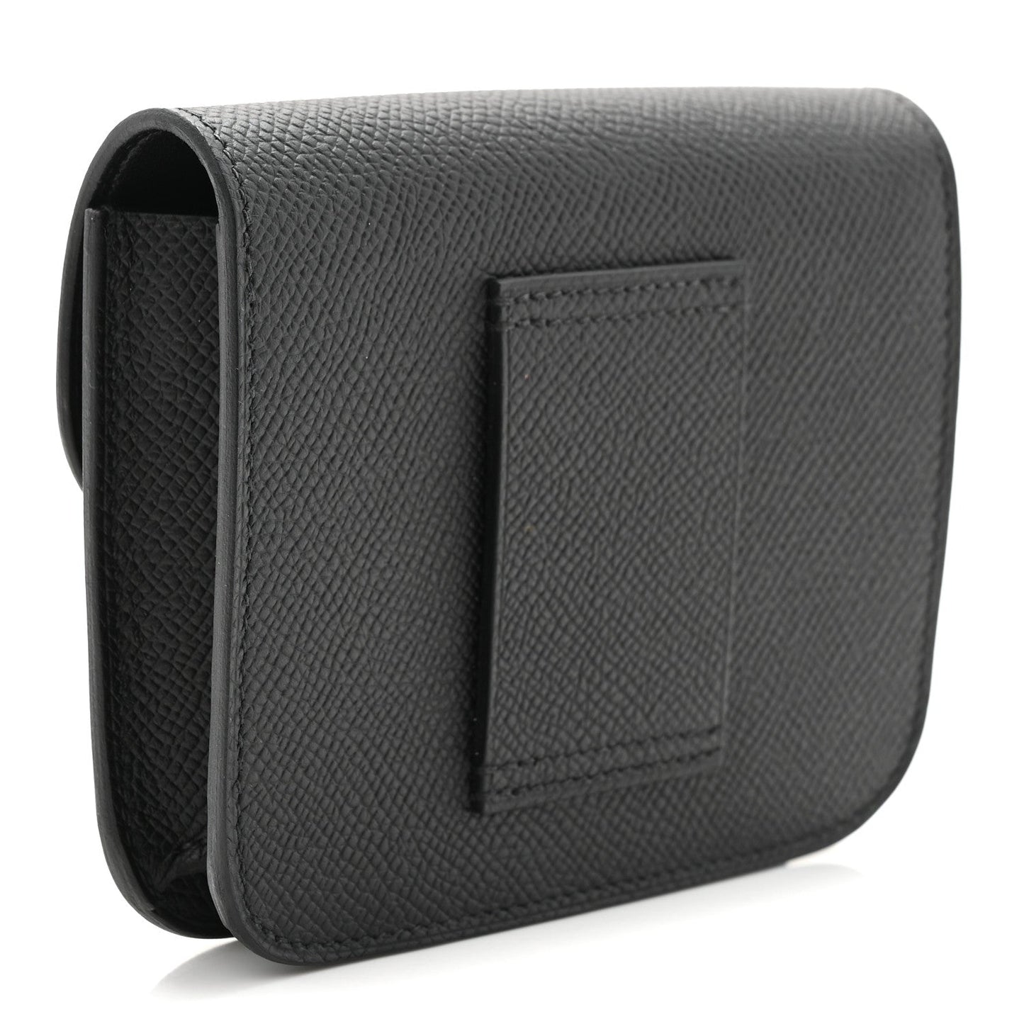 Black crossbody-style wallet with textured leather and rear tab pocket