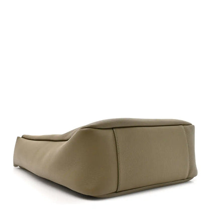 Olive leather hobo bag with rounded base and clean top edge
