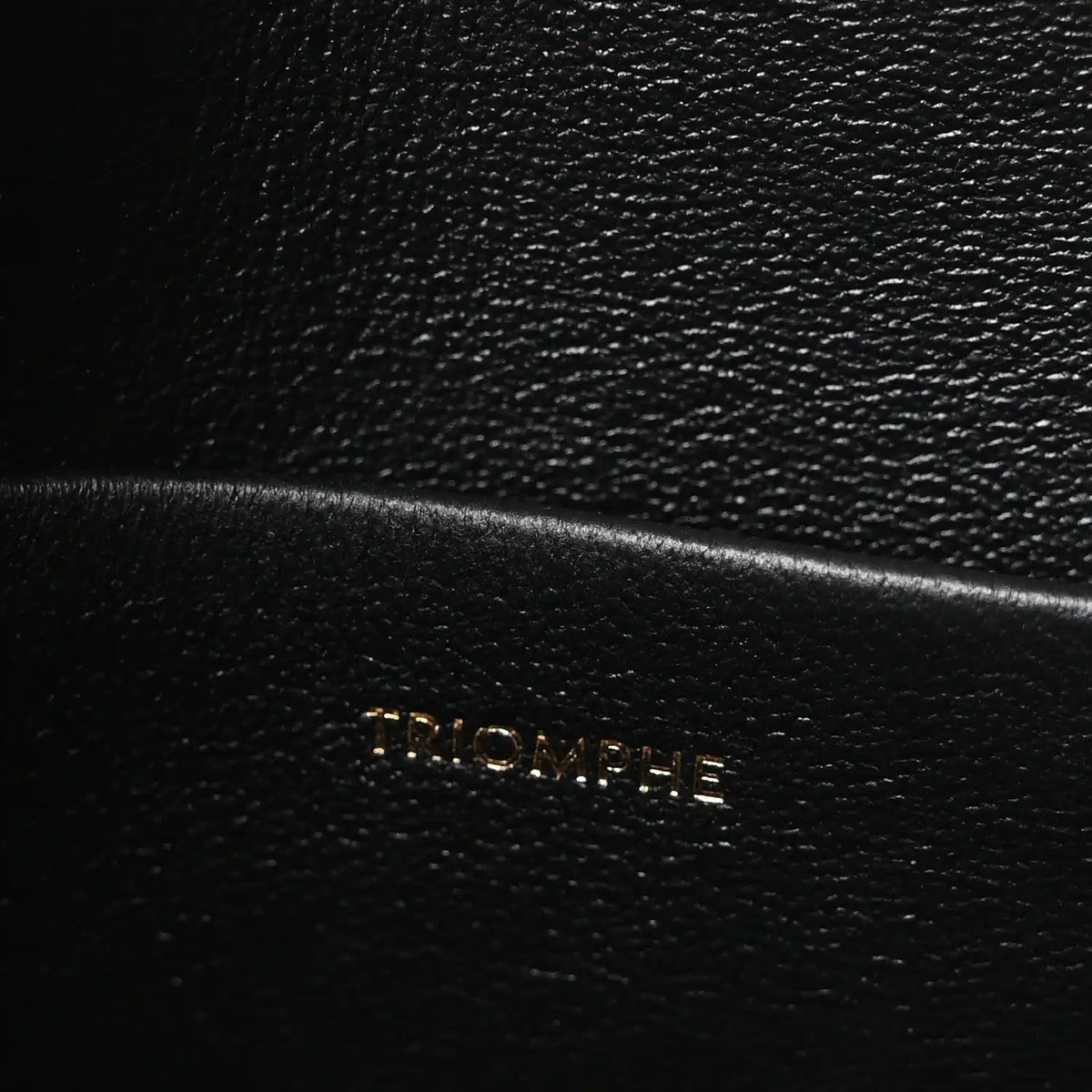 Black leather with gold TRIOMPHE embossing