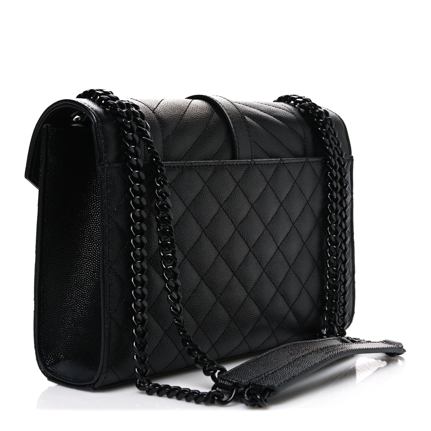 Saint Laurent black quilted shoulder satchel with chain strap and front flap