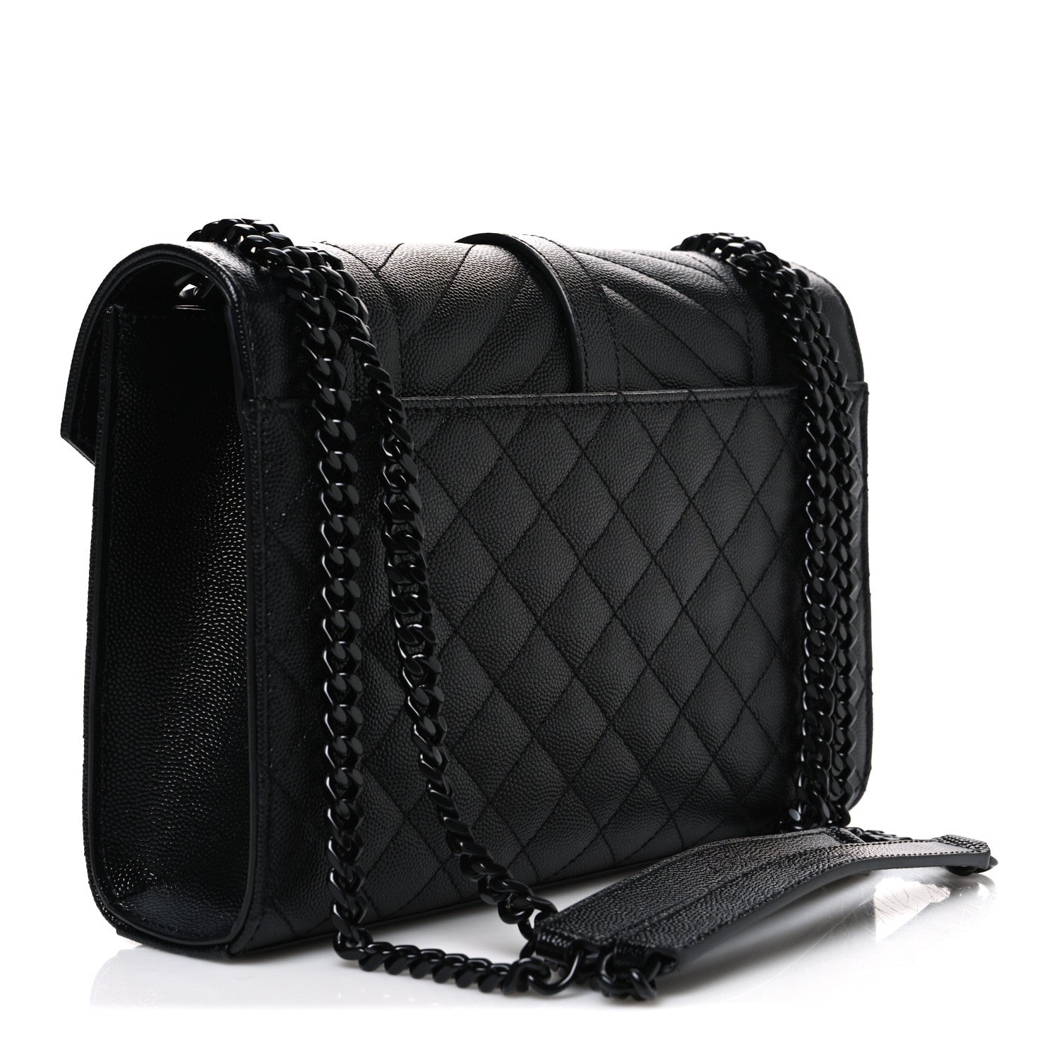 Saint Laurent black quilted shoulder satchel with chain strap and front flap