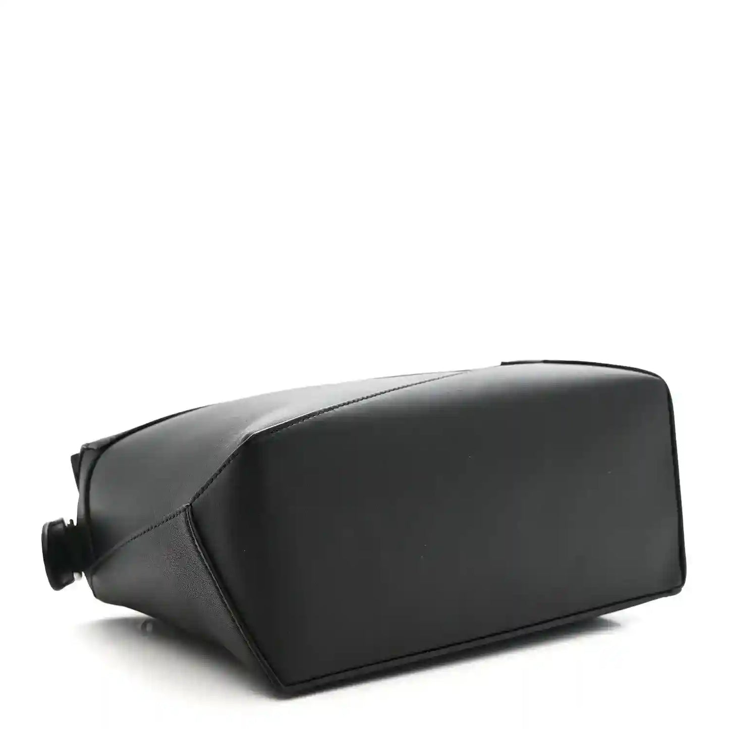 Small Puzzle Edge shoulder bag in black leather with corner panel and adjustable strap