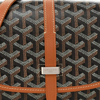Belvedere II PM messenger bag front detail, Goyardine pattern with Goyard logo plate