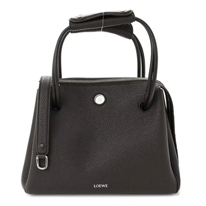 Loewe Madrid medium bag in dark ebony grained calfskin leather with top handles
