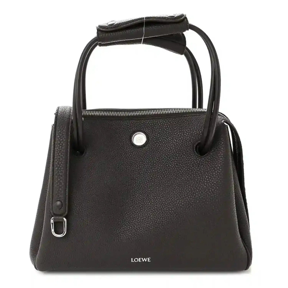 Loewe Madrid medium bag in dark ebony grained calfskin leather with top handles