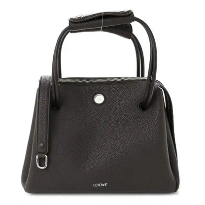 Loewe Madrid medium bag in dark ebony grained calfskin leather with top handles