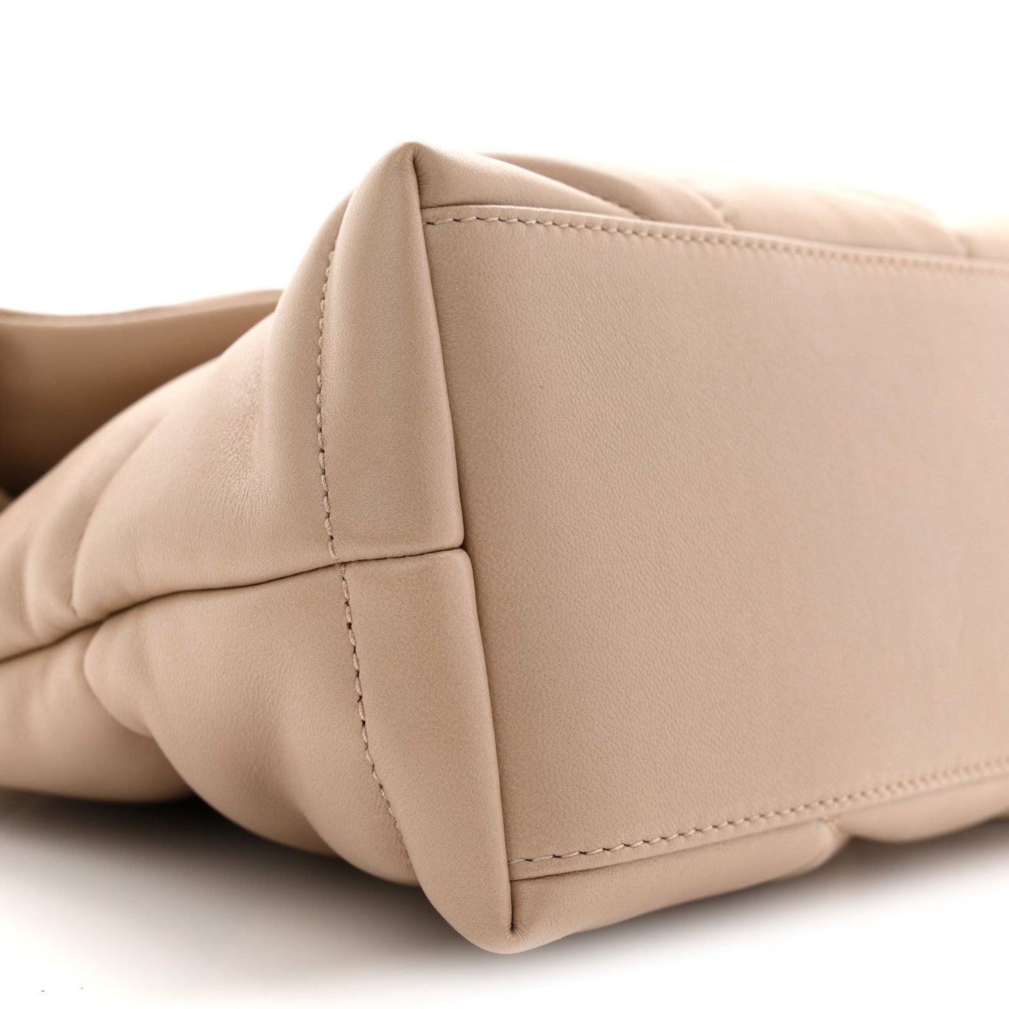 Saint Laurent quilted Loulou satchel corner with stitched side panel, dark beige