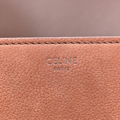 Chestnut leather interior panel with embossed CELINE PARIS lettering
