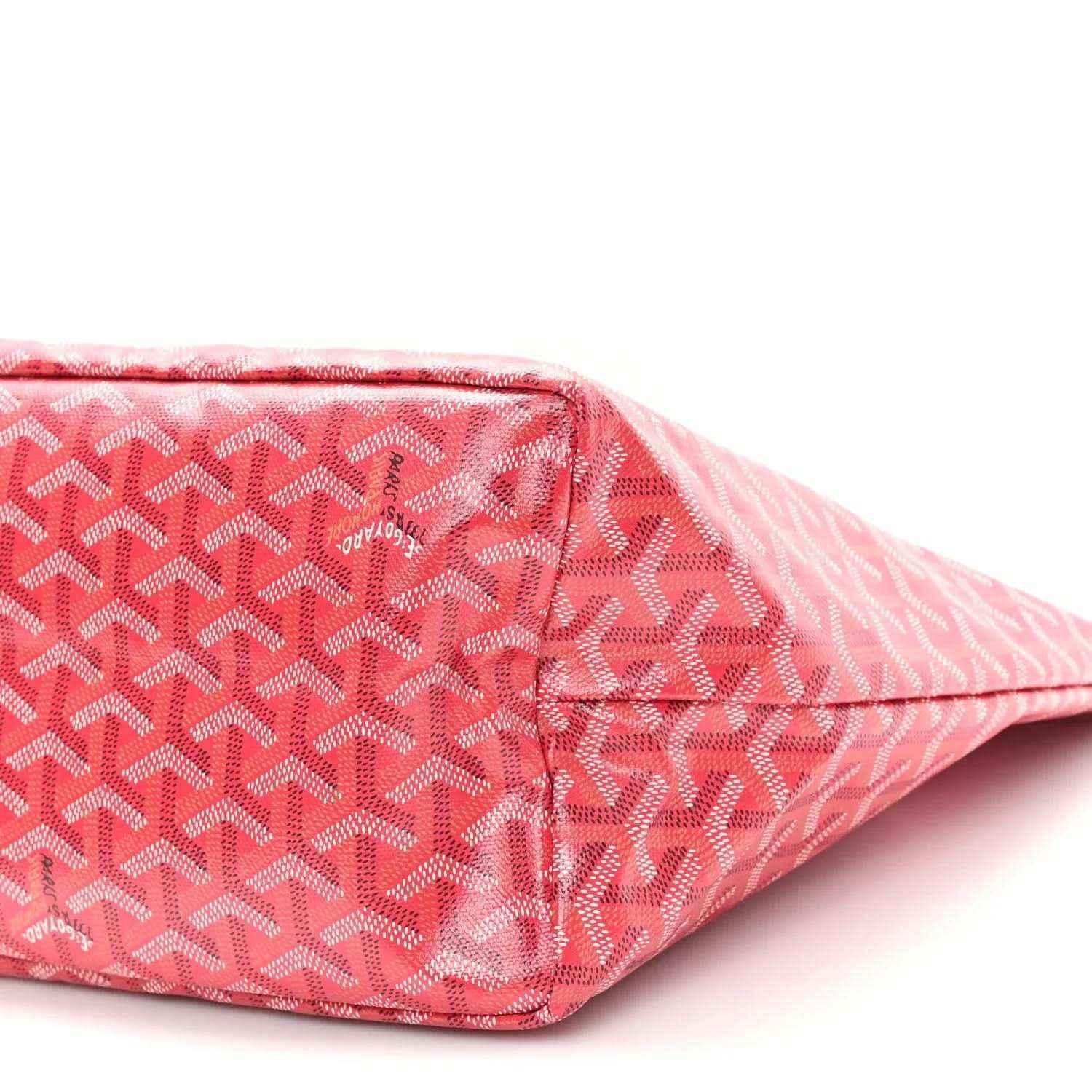 Goyardine PM tote bag, fuchsia pink geometric canvas with stitched panel