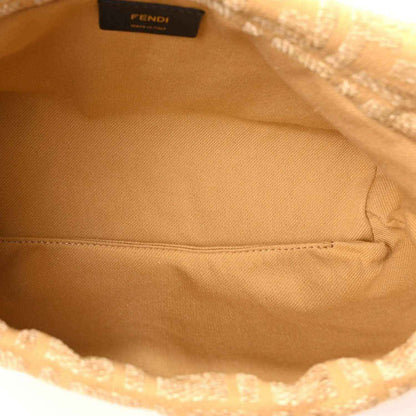 Handbag interior lining with FENDI tag and visible stitching