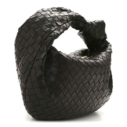 Intrecciato hobo bag in dark brown, slouchy silhouette with woven leather handle