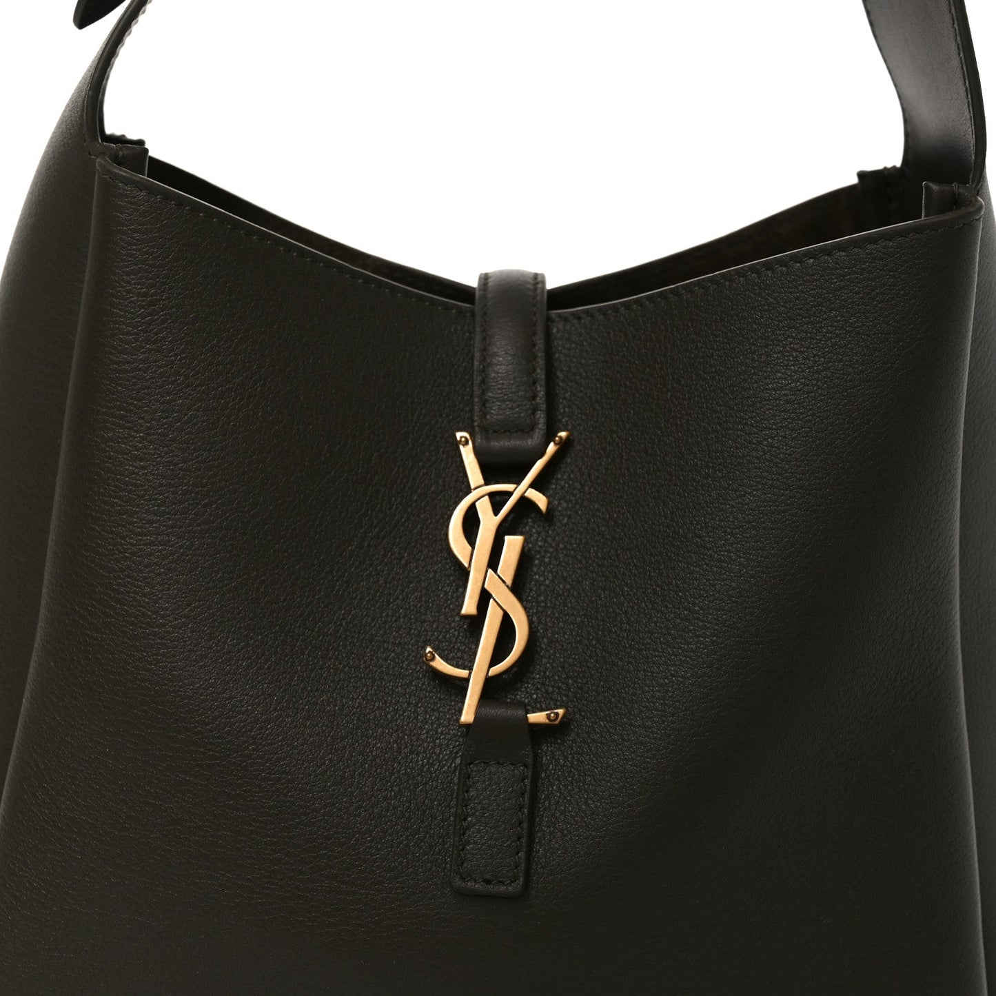 Saint Laurent Le 5 A 7 small hobo bag, black leather, YSL clasp on front strap