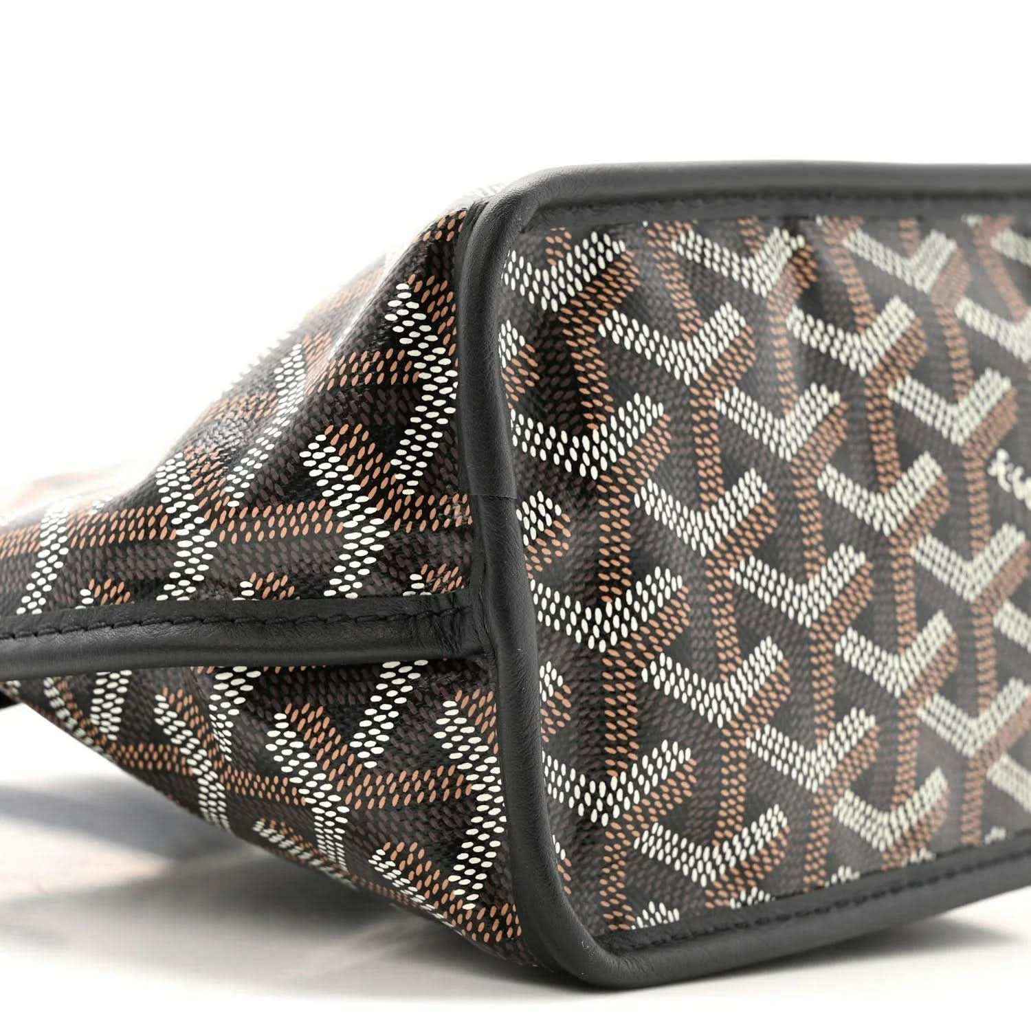 Mini Anjou reversible tote bag, patterned exterior with black trim and structured corners
