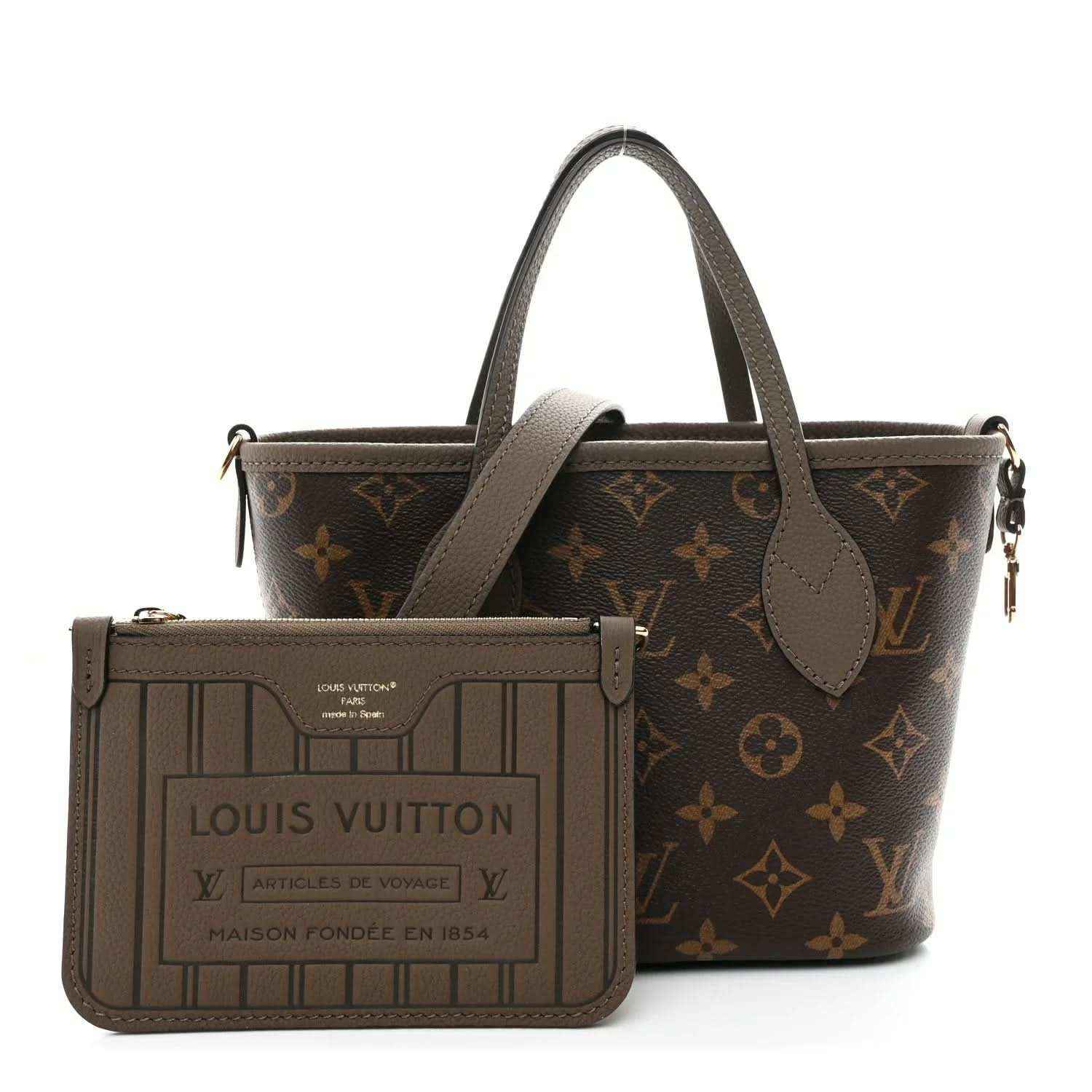 Louis Vuitton monogram Neverfull BB tote bag with matching pouch and logo label