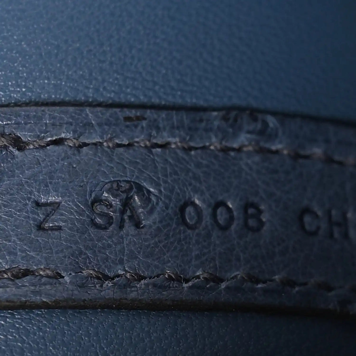 Blue leather interior stamp marking: Z SH A 008 CH.