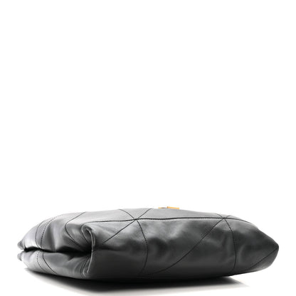 Black quilted leather shoulder bag with chain strap and matelasse stitching