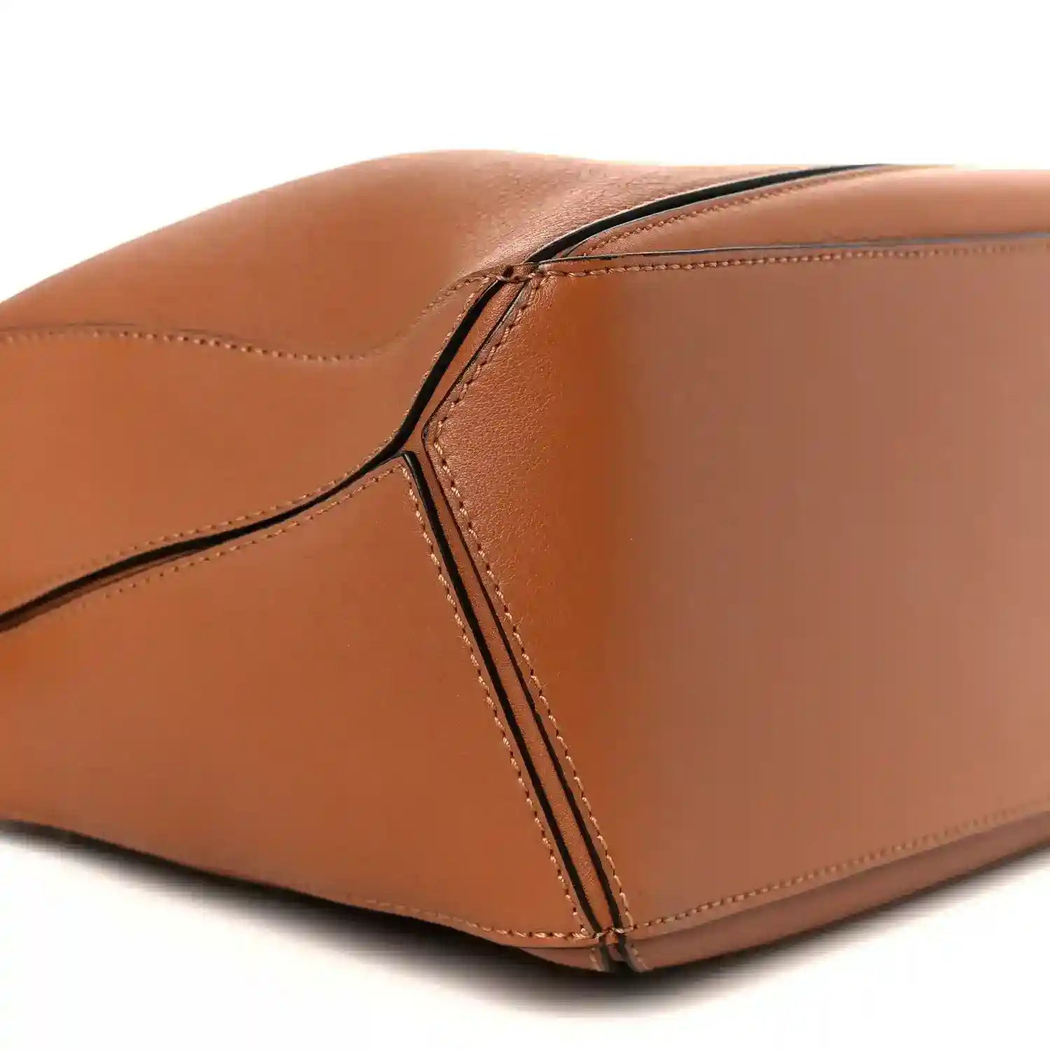 Loewe tan calfskin small Puzzle shoulder bag corner with stitched leather panel