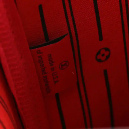 Damier Ebene tote bag red interior lining with card slot and small logo patch