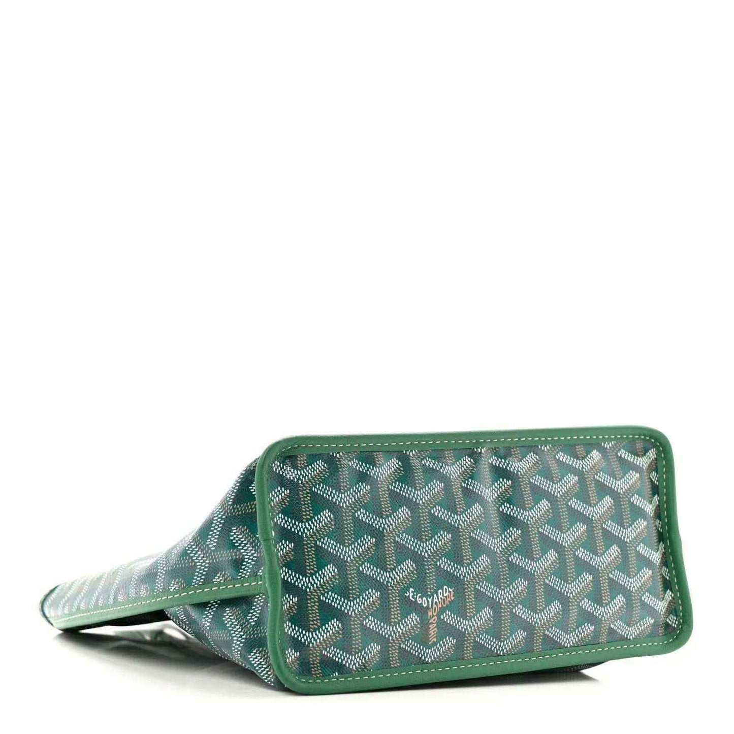 Reversible mini tote bag, green panel with Goyardine logo pattern