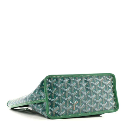 Reversible mini tote bag, green panel with Goyardine logo pattern