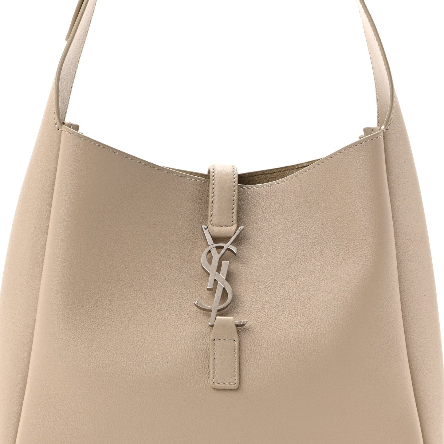 Small hobo bag, sea-salt beige, YSL monogram logo and hanging tag