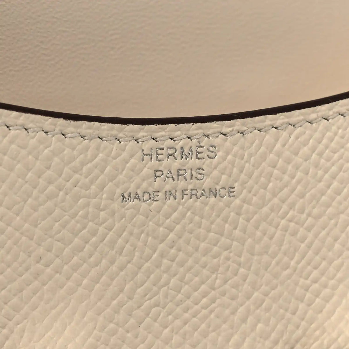 Hermes Nata textured leather wallet lining with “Hermes Paris Made in France”