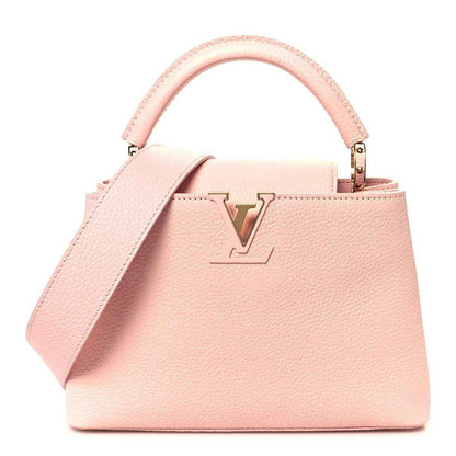 Louis Vuitton Capucines BB shoulder bag in rose pebbled leather with gold LV emblem