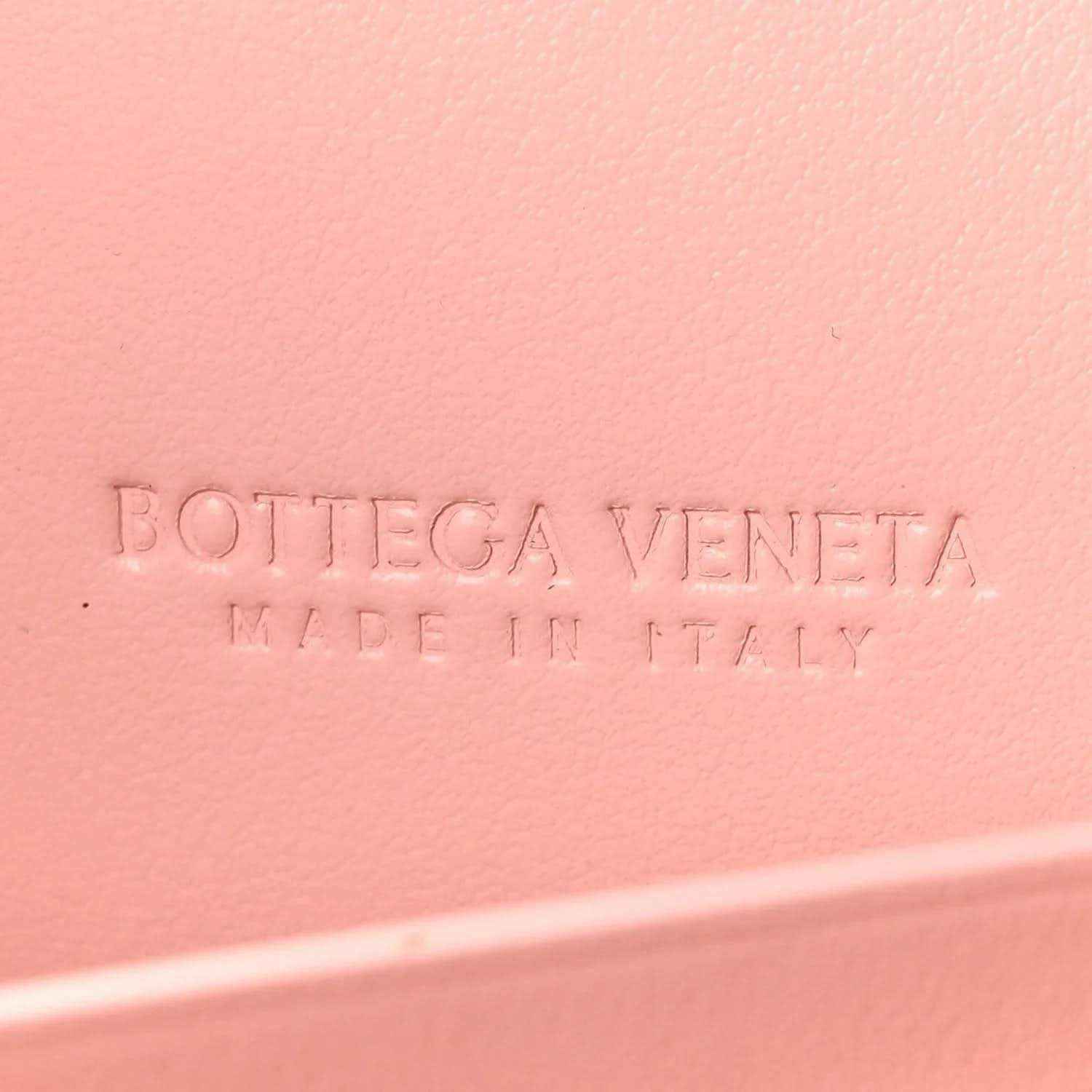 Rose pink nappa leather clutch with Bottega Veneta logo embossing