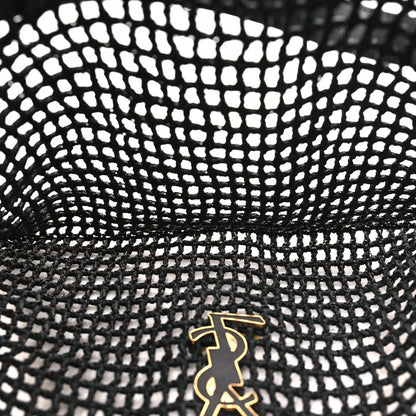 Black netted raffia texture with gold YSL Oxalis logo detail
