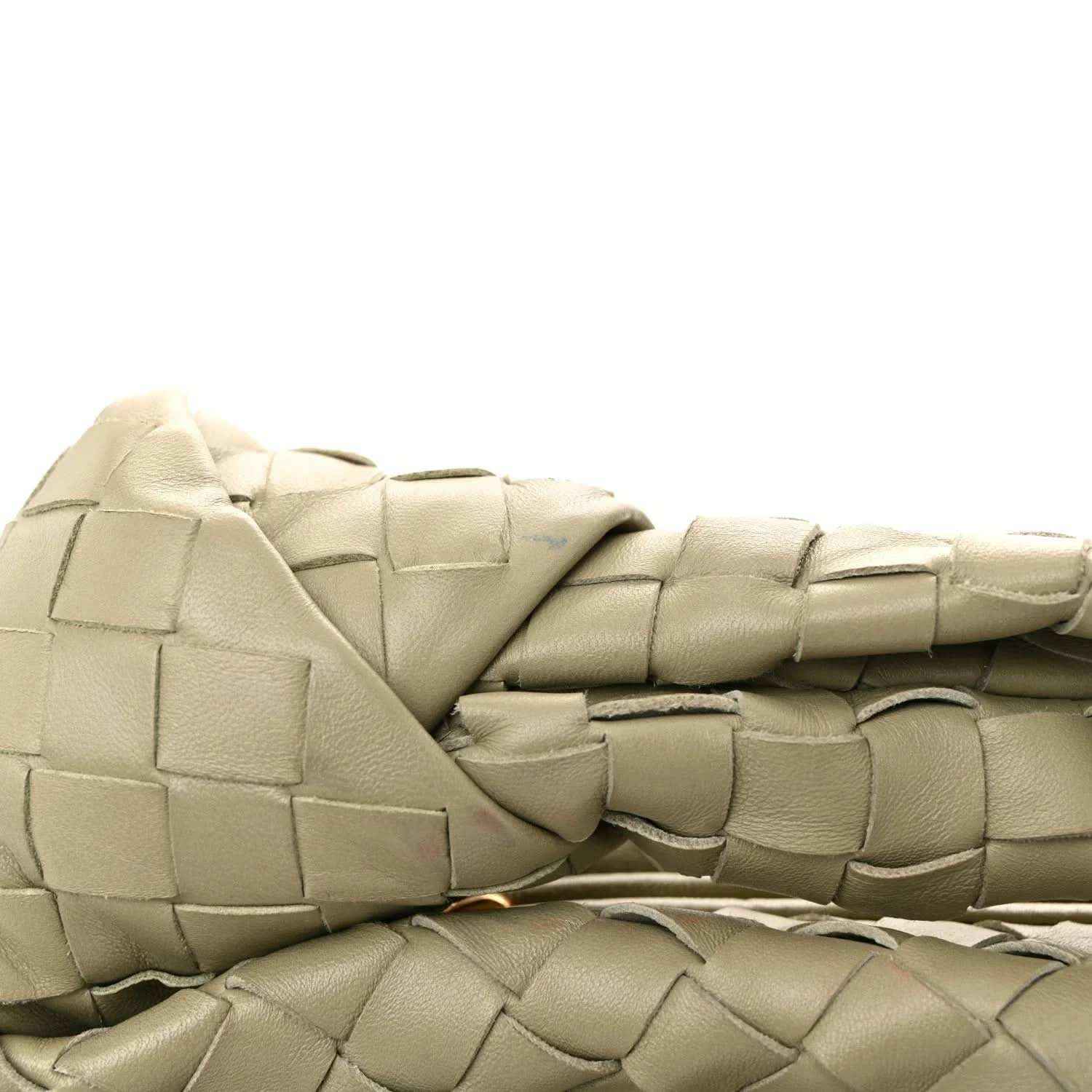 Small woven lambskin leather bag with top woven panels and wrapped strap