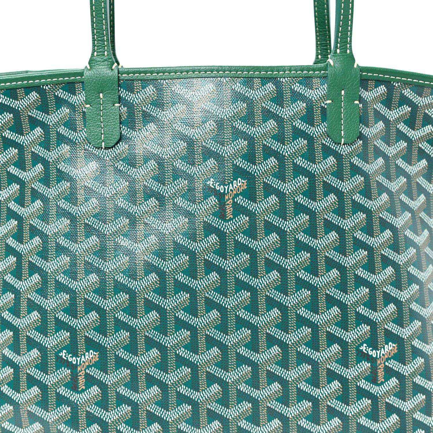 Green Goyardine Artois PM tote bag, all-over Goyard pattern with two top handles