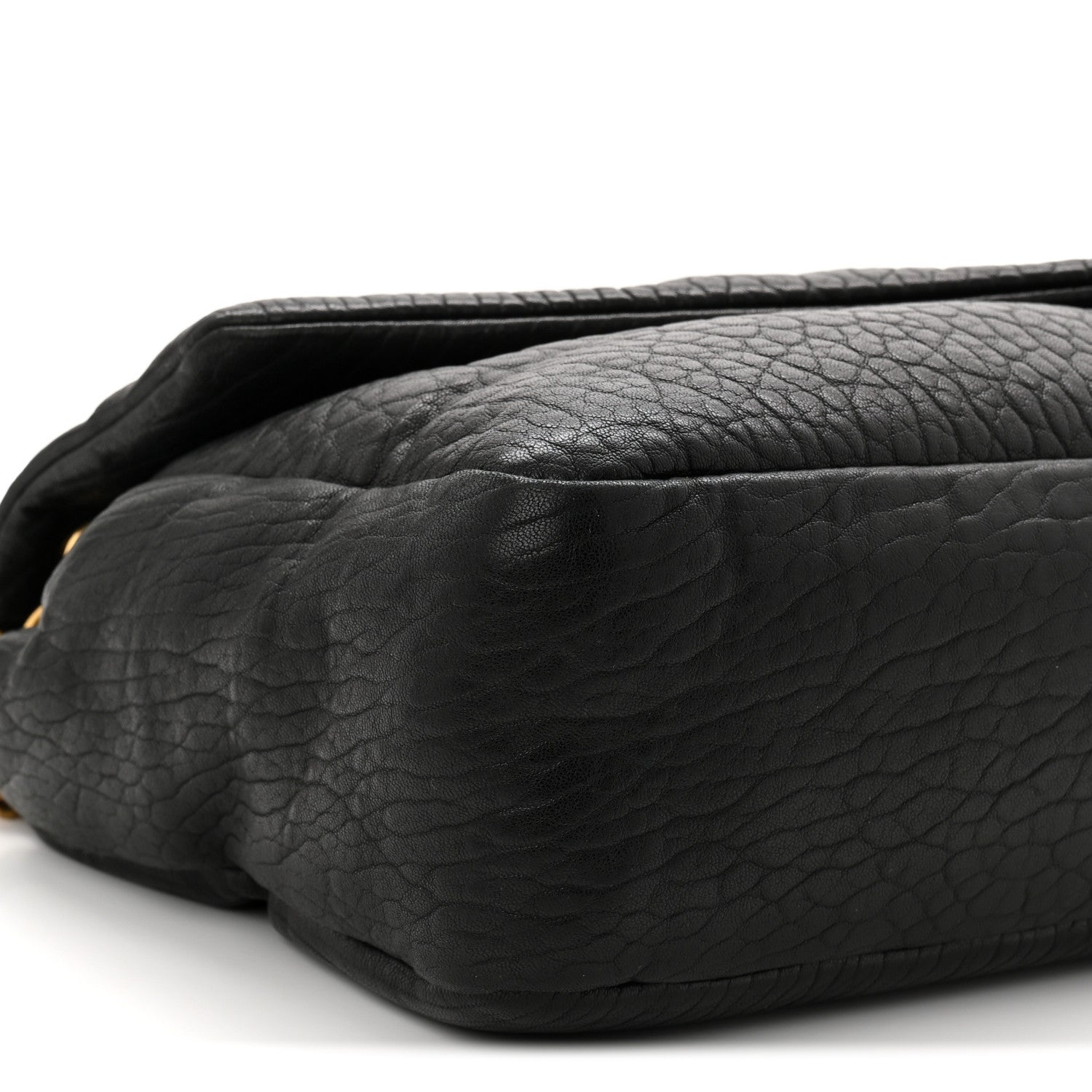 Saint Laurent Calypso shoulder bag, black grained lambskin, side profile