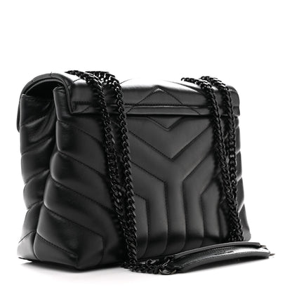 Black chevron quilted satchel with chain strap and top clasp